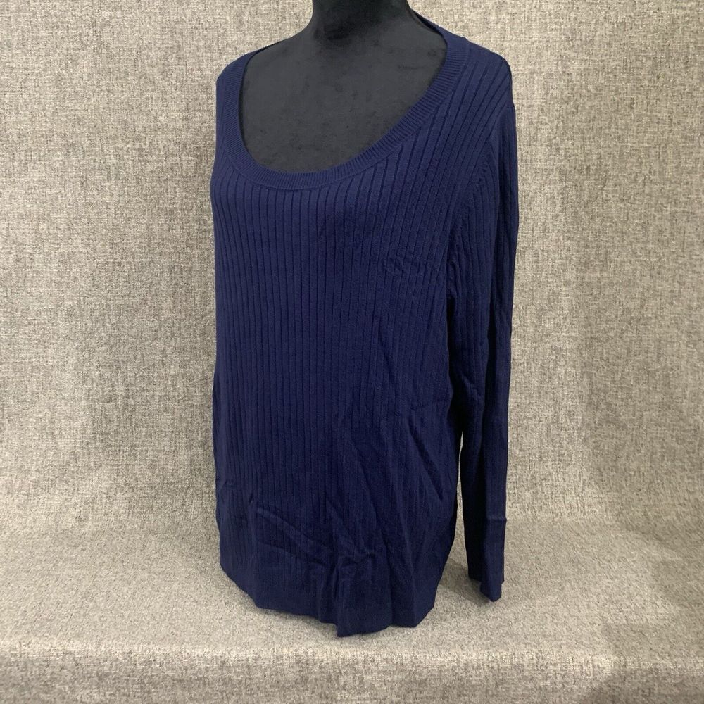 NWT Soft Surroundings Essential Ribbed Pullover Sweater Long Sleeve Navy Blue 2X